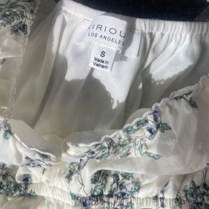 KIRIOUS cream & blue floral cotton dress.Mini dress. Blue flowers.Size S. Lined.